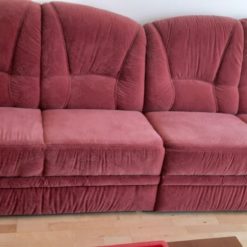 Sofa Couch rot ausziehbar Bettfunktion -1