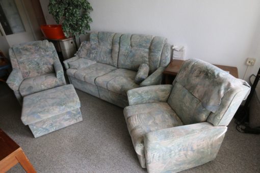 Polstergarnitur mit Bettfunktion, Sofa, Couch, 2 x Sessel, Hocker -1