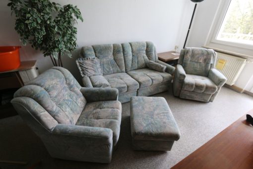 Polstergarnitur mit Bettfunktion, Sofa, Couch, 2 x Sessel, Hocker -2