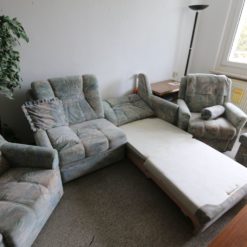 Polstergarnitur mit Bettfunktion, Sofa, Couch, 2 x Sessel, Hocker -3
